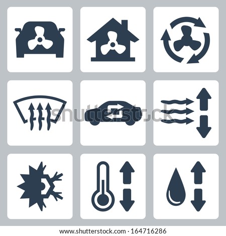 Vector air conditioning icons set Vector air conditioning icons set