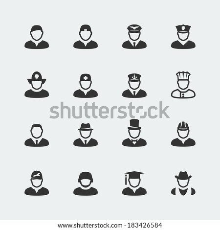 Vector people and professions mini icons set