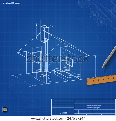Simple scheme abstract 3D render of building house vector illustration eps 10 Simple scheme abstract 3D render of building house vector illustration eps 10