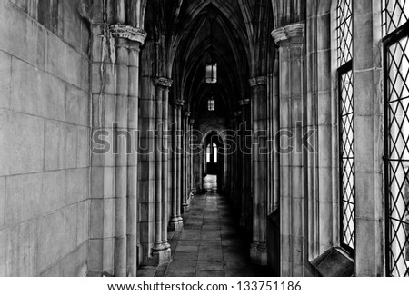 Hallway in the Washington National Cathedral, Washington, DC.