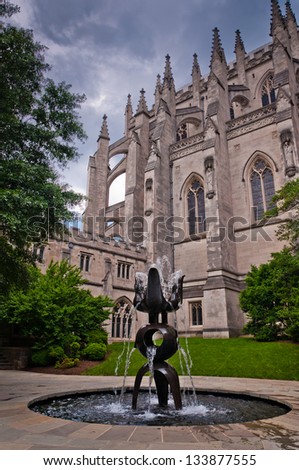 Fountain at the Washington National Cathedral, Washington, DC.
