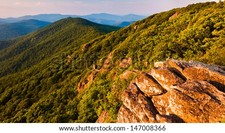 View of the Blue Ridge Mountains from the Pinnacle, along the Appalachian Trail in Shenandoah National Park, Virginia