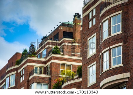 The Top Of An Apartment Building In Boston, Massachusetts.