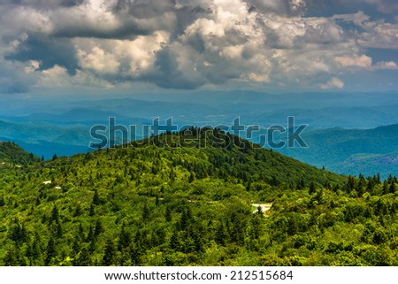 View of the Blue Ridge Mountains from Black Balsam Knob Road, near the Blue Ridge Parkway in North Carolina.
