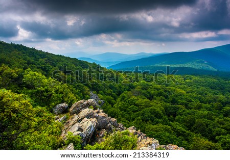View from South Marshall, along the Appalachian Trail in Shenandoah National Park, Virginia.