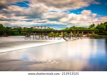 Long exposure of a dam  on the Delaware River in Easton, Pennsylvania.