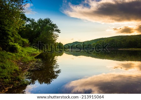 Evening reflections in the Delaware River, at Delaware Water Gap National Recreational Area, New Jersey.