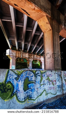 Graffiti under a bridge in Point of Rocks, Maryland.