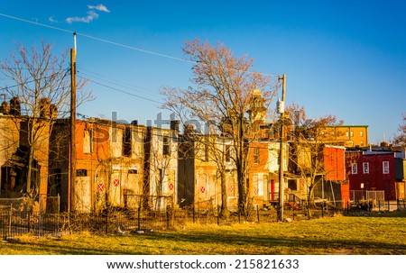 Abandoned row houses in Baltimore, Maryland.