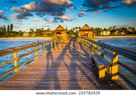 Evening light on the fishing pier in Naples, Florida.
