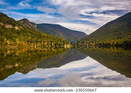 Early fall reflections at  Echo Lake, in Franconia Notch State Park, New Hampshire.