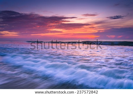Waves on the Atlantic Ocean at sunrise, St. Augustine Beach, Florida.