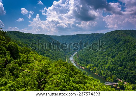 The New River Gorge  seen from the Canyon Rim Visitor Center Overlook, West Virginia.