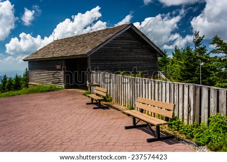 The Enviromental Education Center and benches at Mount Mitchell State Park, North Carolina.