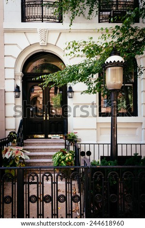 Townhouse along 23rd Street in Chelsea, Manhattan, New York.