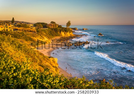 View of cliffs along the Pacific Ocean, from Corona del Mar, California.