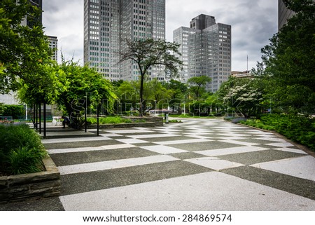 Gateway Center Park in downtown Pittsburgh, Pennsylvania.
