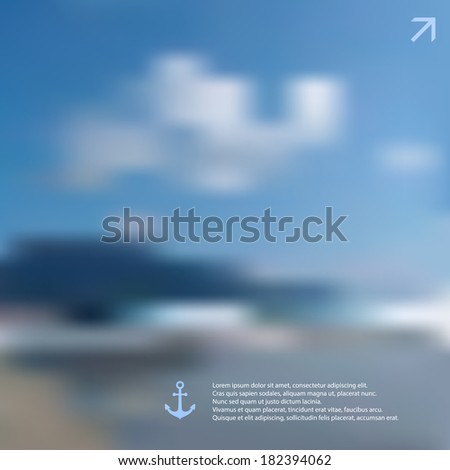 Vector ocean, blurred landscape, interface template. Corporate website design.