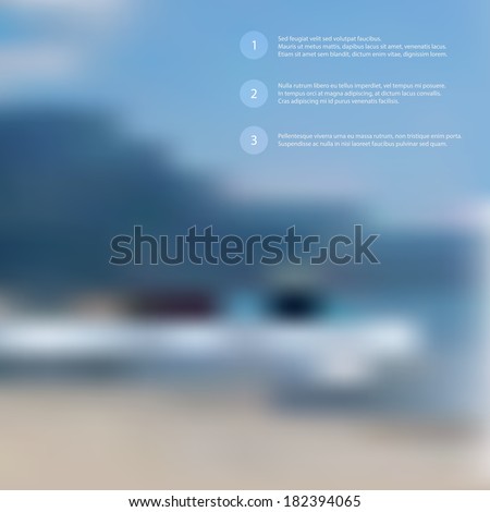 Vector ocean, blurred landscape, interface template.