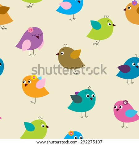 Seamless pattern with a colorful birds birds