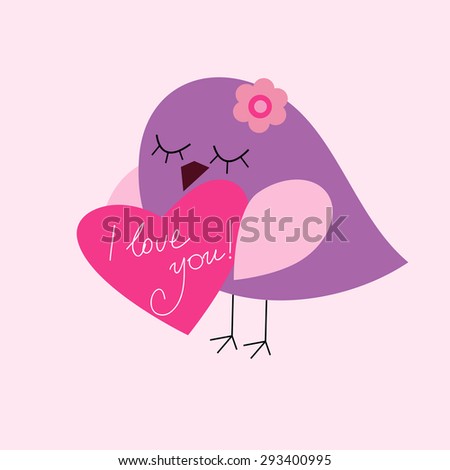 Postcard Valentine\'s Day with  bird