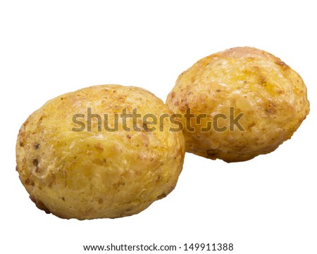 isolated on white background gold grill two potatos