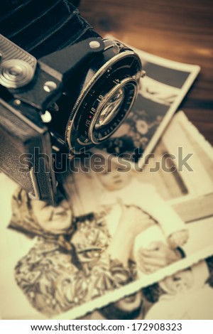 old camera and old pictures