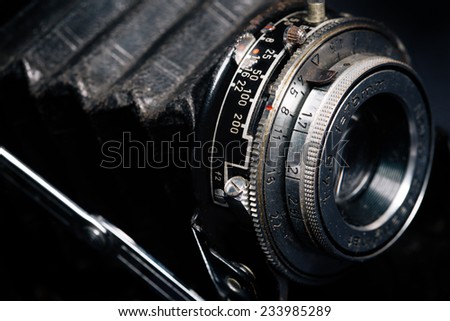 A retro camera lens close-up