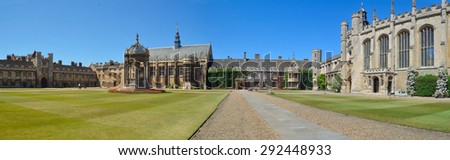 CAMBRIDGE, CAMBRIDGESHIRE, ENGLAND - JUNE 30, 2015: Trinity college Cambridge  grounds.
