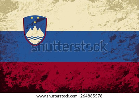 Slovenian flag Grunge background. Raster version