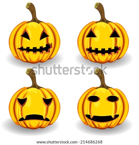 Set pumpkins for fear and scary holiday design. Vector illustrations