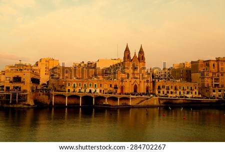 Cathedral at sunset in Maltese Islands - st julian