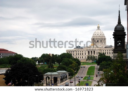 ST PAUL - SEPT 4: Cars travel near the Minnesota State Capitol during the Republican National Convention on September 4, 2008 in St Paul, Minnesota.