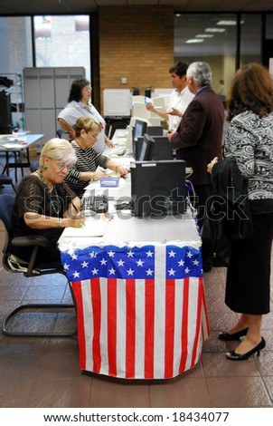 EL PASO - FEB 25: Primary voting in El Paso, Texas, on February 25, 2008. Primary voting has been exceptionally popular, and early voting is predicted to be at record level in the 2008 elections.