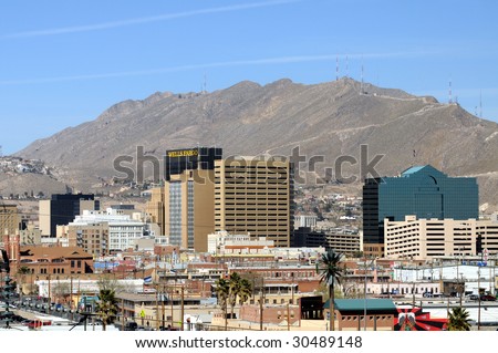 EL PASO - FEB 27: Downtown El Paso seen from Mexico on February 27, 2009 in El Paso. El Paso is one of the main gateways for smuggled drugs and people from Mexico.