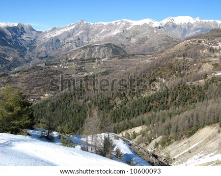 A sight on the Alps, from the ski resort  of Valberg, in the maritime Alps, France