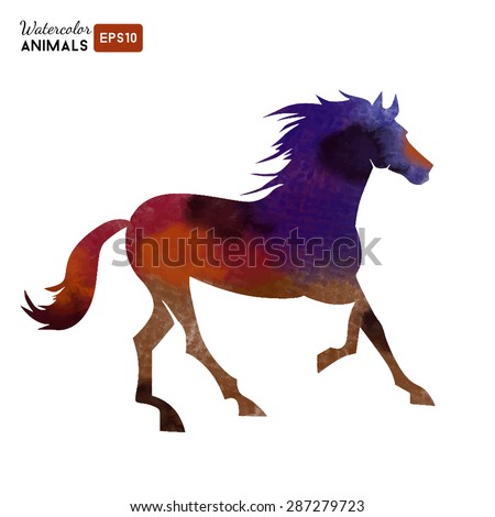 Watercolor vector logo of horse Watercolor vector logo of horse