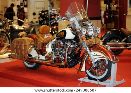 BANGKOK, THAILAND - January 29: The Indian Chief Vintage 2015 is on display during the 7th Bangkok Motorbike Festival on January 29, 2015 at Central World in Bangkok, Thailand.