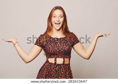 Beautiful young girl with happy expression. Positive emotion, face expression.