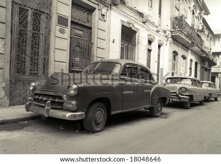stock photo Old American cars in Havana Cuba
