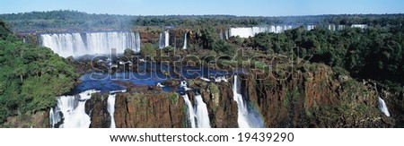 Panoramic view on famouse Iguasu waterfall on Argentina side