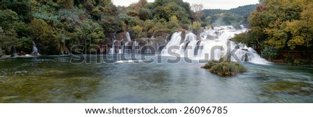 Panoramic view on Krk waterfall in fall Istria Region Croatia
