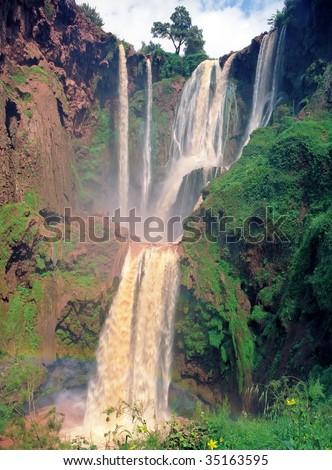 Famous Ouzoud waterfall in Morocco Atlas highland