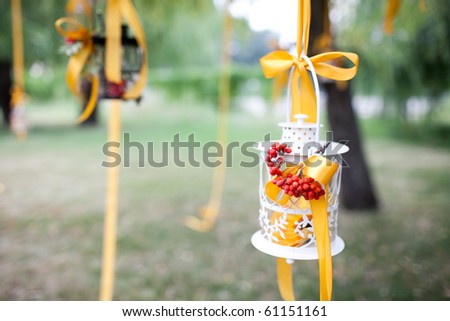 stock photo A photo of decorated wedding tree and candles