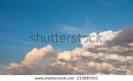 Blue Sky and Big Clouds with morning light Panorama