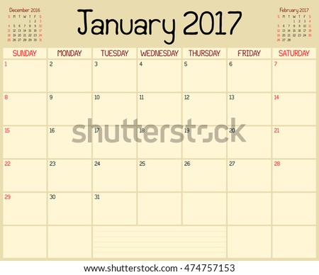 Year 2017 January Planner - A Year 2017 January Planner - A