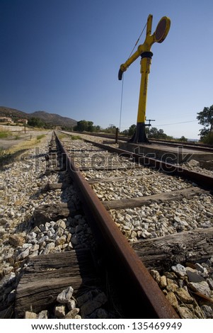 Railroad track. Big tap for railway use in a railroad track.