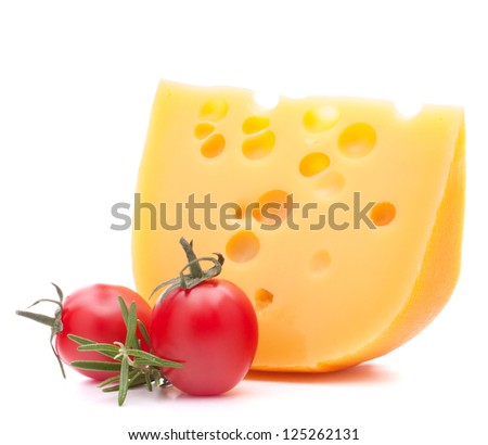 Cheese and cherry tomato isolated on white background cutout Cheese and cherry tomato isolated on white background cutout