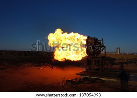 Burning of oil, Green Dragon burner, Yamal Region, Russia