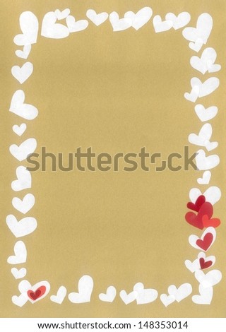 White and red hearts frame
